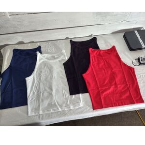 Satinior Womens New 4 piece Basic Sleeveless Crop Tank Tops